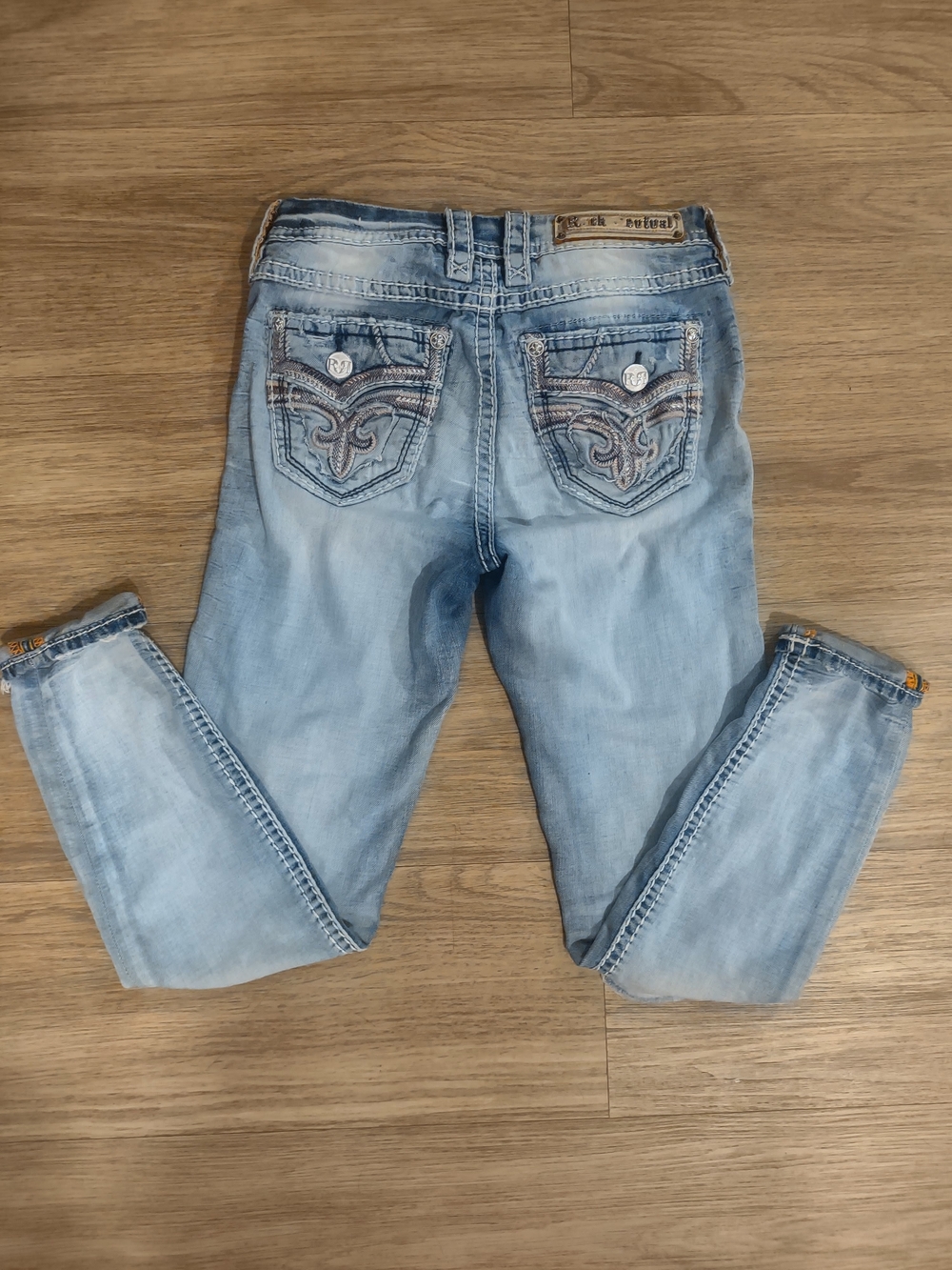 Rock Revival Light Blue Embroidered Skinny Jeans